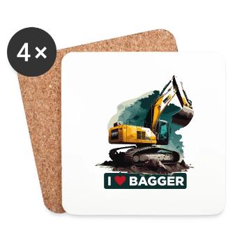J’adore Excavator, - Dessous de verre (lot de 4) - blanc - Devant