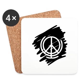 Peace Sign Drawing Peace Sketch black - Coasters (set of 4) - white - Front