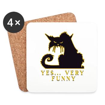 Chat - Oui très drôle - Bored Mietze - Dessous de verre (lot de 4) - blanc - Devant