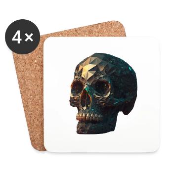 Kristallschädel Crystal Skull - Untersetzer (4er-Set) - Weiß - Vorne