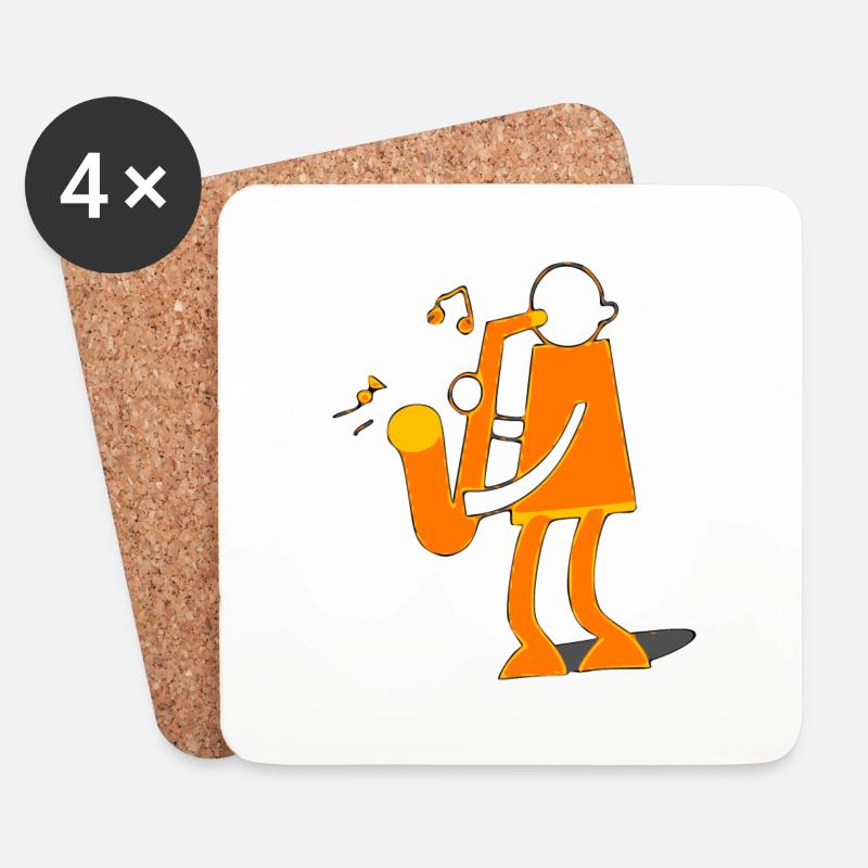 Der Saxophonist - Untersetzer (4er-Set) - Weiß