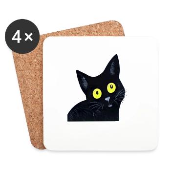 CHAT MIGNON - Dessous de verre (lot de 4) - blanc - Devant