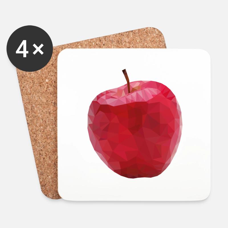 Apfel designed in Low Poly Art - Untersetzer (4er-Set) - Weiß