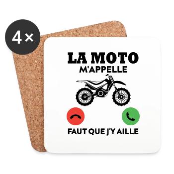 La moto m'appelle...faut que j'y aille ! - Dessous de verre (lot de 4) - blanc - Devant