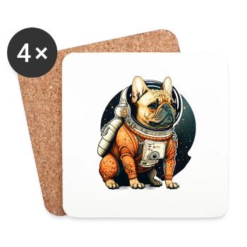 French bulldog in space, funny dogs! - Coasters (set of 4) - white - Front