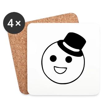 Emoji croquis cylindre noir - Dessous de verre (lot de 4) - blanc - Devant