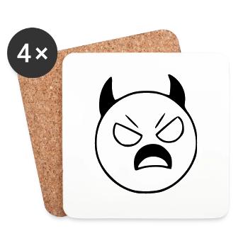 Emoji Skizze Teufel böse schwarz - Untersetzer (4er-Set) - Weiß - Vorne