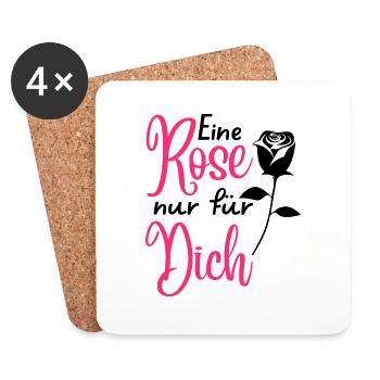 "Eine Rose nur für dich" Valentinstagsdesign - Untersetzer (4er-Set) - Weiß - Vorne