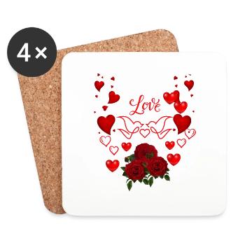 Love Hearts amour essentiel - Dessous de verre (lot de 4) - blanc - Devant