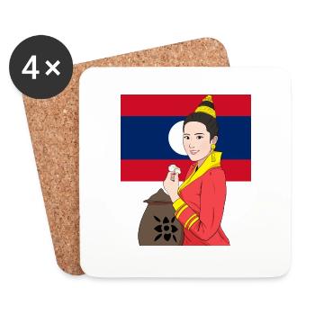 Laos Lao Laotian Girl Dress Lao I Gift - Coasters (set of 4) - white - Front