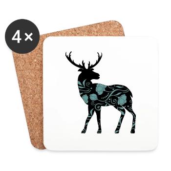 Cerf - Dessous de verre (lot de 4) - blanc - Devant