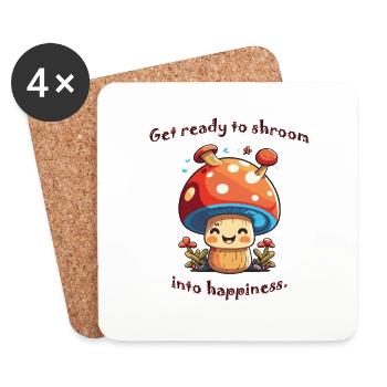 Mushroom Happiness - Coasters (set of 4) - white - Front