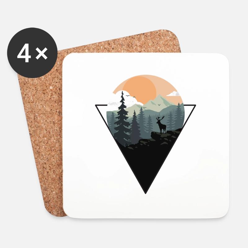 Landschaft - Untersetzer (4er-Set) - Weiß