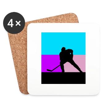 hockey sur glace - Dessous de verre (lot de 4) - blanc - Devant