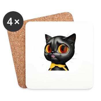 chat - Dessous de verre (lot de 4) - blanc - Devant