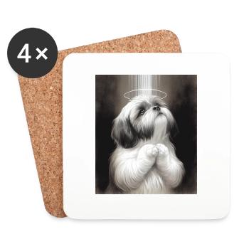 Saint Shih Tzu priant Dieu - Dessous de verre (lot de 4) - blanc - Devant