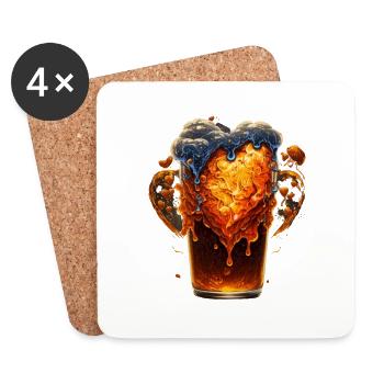 Explosion de bière artisanale copieuse - Dessous de verre (lot de 4) - blanc - Devant