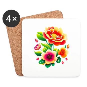 Bouquet de fleurs - Dessous de verre (lot de 4) - blanc - Devant