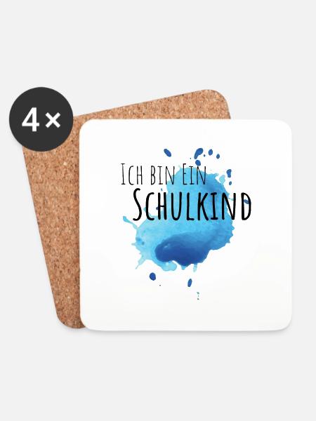 Ich bin ein Schulkind - Untersetzer (4er-Set) - Weiß