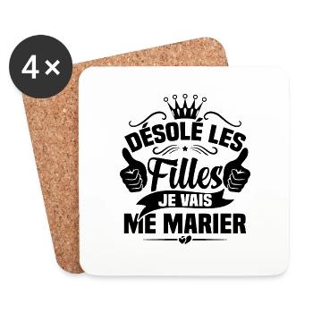 Désolé les filles je vais me marier - Dessous de verre (lot de 4) - blanc - Devant