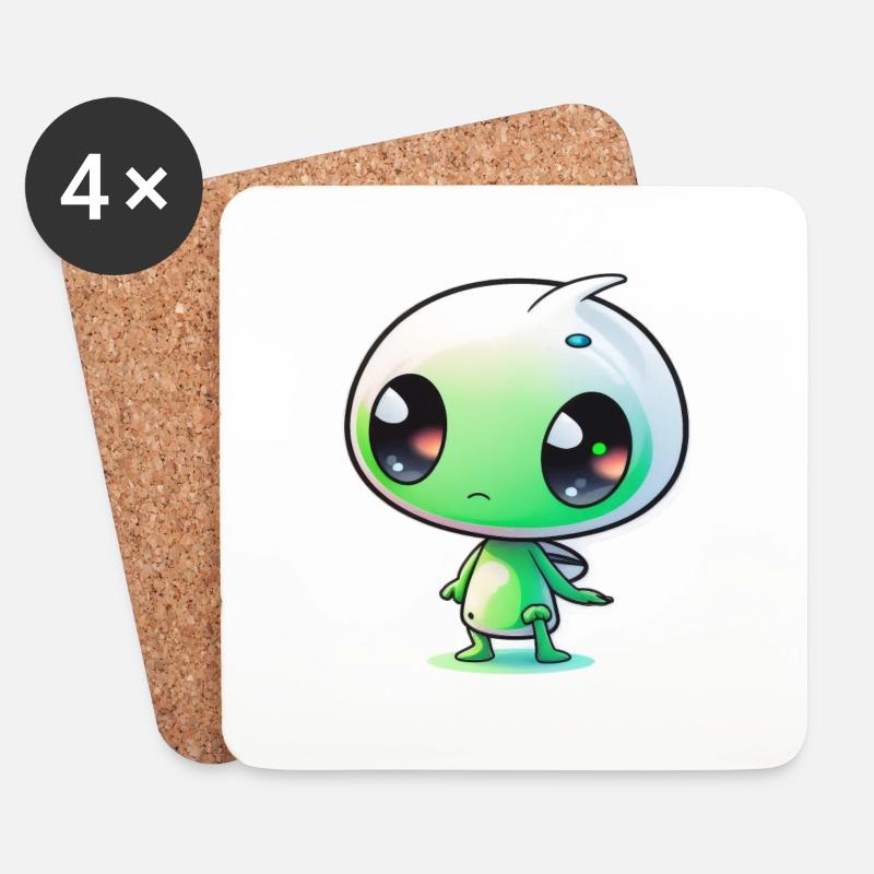 Niedlicher Alien - Untersetzer (4er-Set) - Weiß