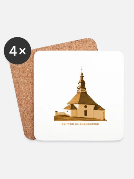 Seiffen Rundkirche Erzgebirge Spielzeugort Sachsen - Untersetzer (4er-Set) - Weiß
