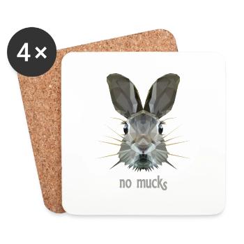 Rabbit's head as quiet as a mouse - Coasters (set of 4) - white - Front