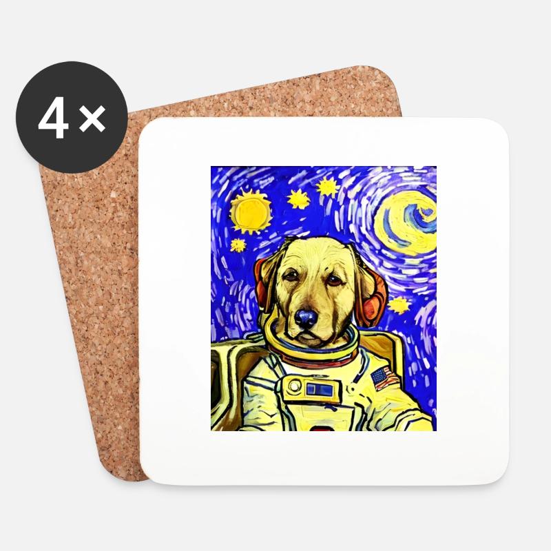 Astronautenhund Van Gogh - Untersetzer (4er-Set) - Weiß