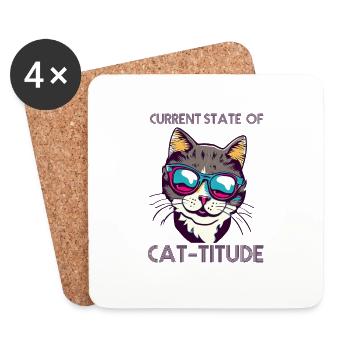 A Fun playful Unique cute t shirt for Cat lovers - Coasters (set of 4) - white - Front