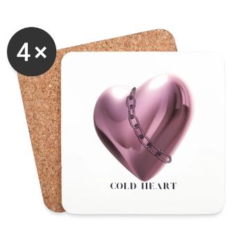 Cold heart 3D avec collier rosé et retour coldheart - Dessous de verre (lot de 4) - blanc - Devant