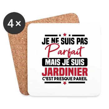 Pas parfait mais je suis jardinier - Dessous de verre (lot de 4) - blanc - Devant