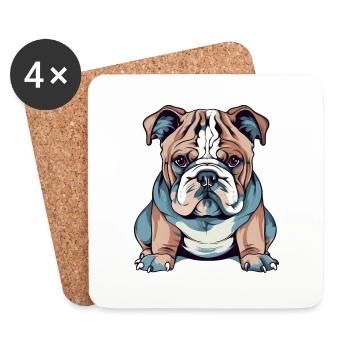 Bouledogue français - Dessous de verre (lot de 4) - blanc - Devant