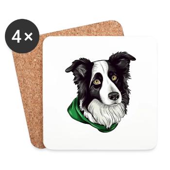 Border Collie - Dessous de verre (lot de 4) - blanc - Devant