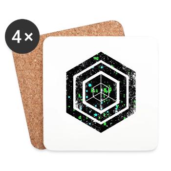Hexagon-Programmierung Programmierer Codierung geometrisch - Untersetzer (4er-Set) - Weiß - Vorne
