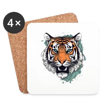 Tiger - Untersetzer (4er-Set) - Weiß - Vorne