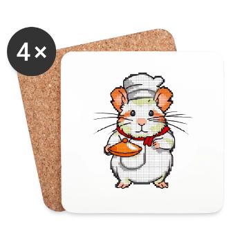 Hamster comme maître cuisinier cuisiné délicieux - Dessous de verre (lot de 4) - blanc - Devant