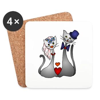 Katzen - Untersetzer (4er-Set) - Weiß - Vorne