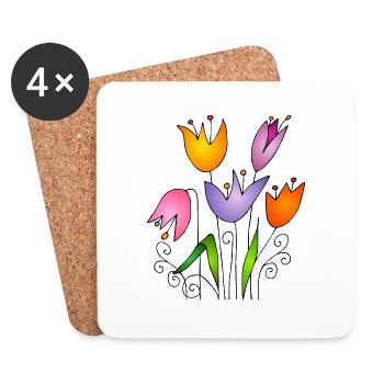 Blumen - Untersetzer (4er-Set) - Weiß - Vorne