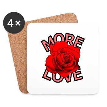 Rose d’amour - Dessous de verre (lot de 4) - blanc - Devant
