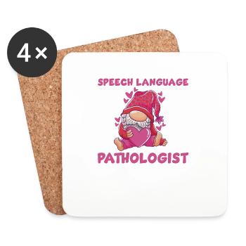 Cute speech pathologist gnome - Coasters (set of 4) - white - Front