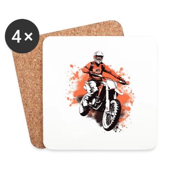 Moto cross - Dessous de verre (lot de 4) - blanc - Devant