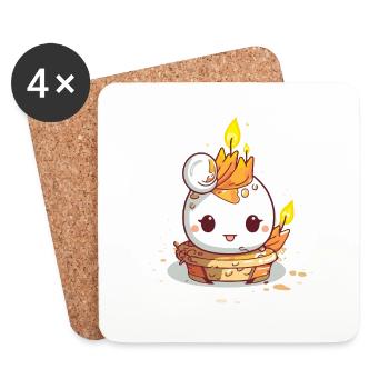 La bougie d'anniversaire Kawaii - Dessous de verre (lot de 4) - blanc - Devant
