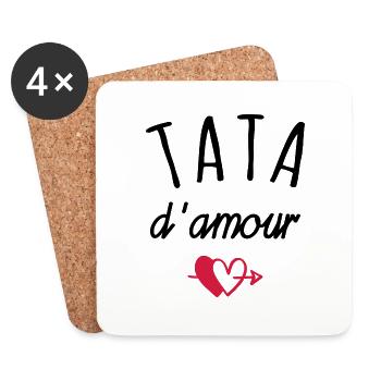 tata d amour / cadeau tata - Dessous de verre (lot de 4) - blanc - Devant