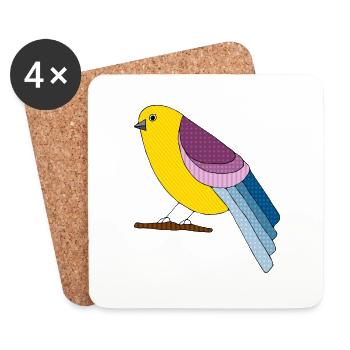 Oiseau - Dessous de verre (lot de 4) - blanc - Devant