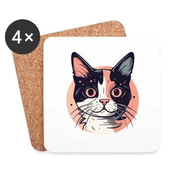 Chat - Dessous de verre (lot de 4) - blanc - Devant