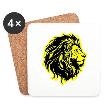 Lion Head Lion Silhouette - Coasters (set of 4) - white - Front