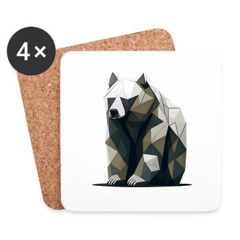 Minimalistischer Bär - Untersetzer (4er-Set) - Weiß - Vorne