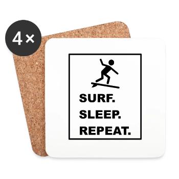 Cool "Surf Sleep Repeat" design for him and her - Coasters (set of 4) - white - Front