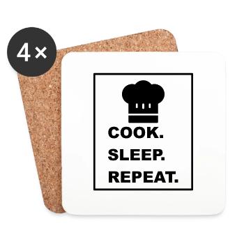 Cool "Cook Sleep Repeat" design for him and her - Coasters (set of 4) - white - Front