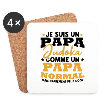 Je suis un papa judoka - Dessous de verre (lot de 4) - blanc - Devant